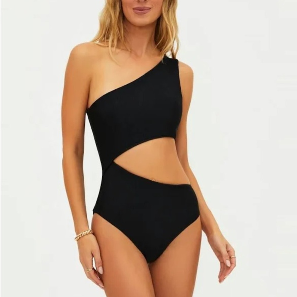 NWT Beach Riot Celine Black Cutout One-Shoulder Swimsuit